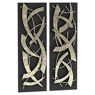 Настенное панно           Wood Contemporary Wall Decor - Set Of 2 - Black - 36" X 12" X 2"                 Настенный Декор