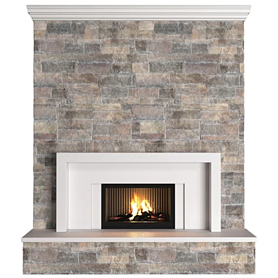 Камин в классическом стиле с каменной стеной.Stonework Fireplace modern ArtDeco