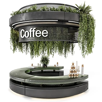Coffee  Reception Desk With Plants - Restaurant Set 1393