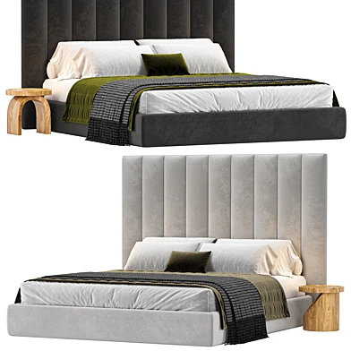 Modena Vertical Channel Panel Fabric Platform Bed
