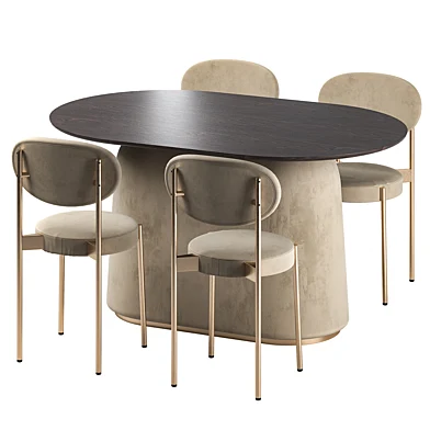 Casper table UNIKA / 430 Chair in Beige Verner Panton