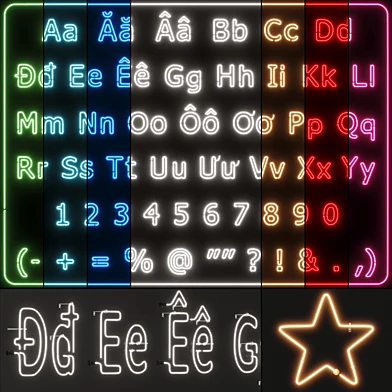 Neon Light Lamp 05 - Vietnamese Alphabet