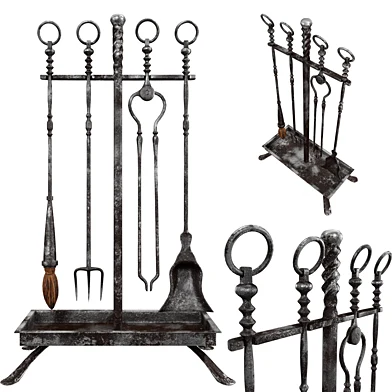 Old Gothic Fireplace Set