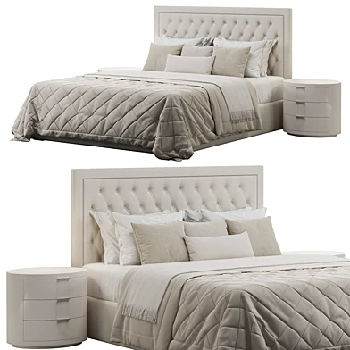 Tufted Upholstered Beige  Headboard Bed
