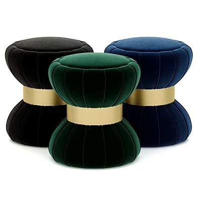HOURGLASS SHAPED VELVET OTTOMAN FOOTSTOOL