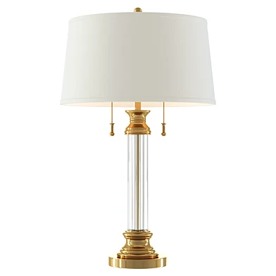 Rolland Antique Brass and Glass Column Table Lamp