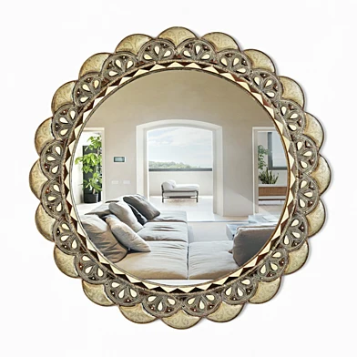 Vintage Scalloped Metal Work Mirror