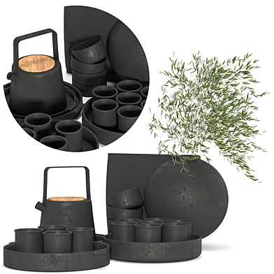 tableware tea black  set 09
