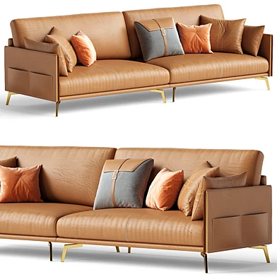 Glamorous Brown Leather Sofa 280 cm
