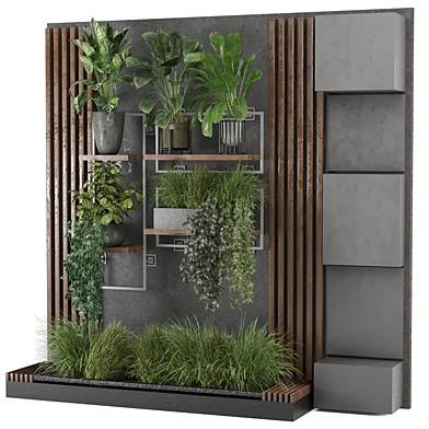 indoor plants in metal shelf_set 1013