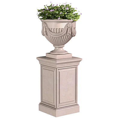 Цветок в классической вазе для декорирования фасада.Beautiful Porch Plant Flowerpot