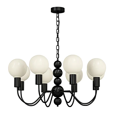 Modern Black Globe Chandelier White Glass Shades Adjustable Hanging Length