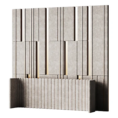 Decorative bedroom wall made of soft panels with mirror inserts