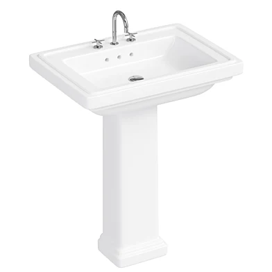 Burlington Riviera 650mm Square Basin with Riviera Full Pedestal
