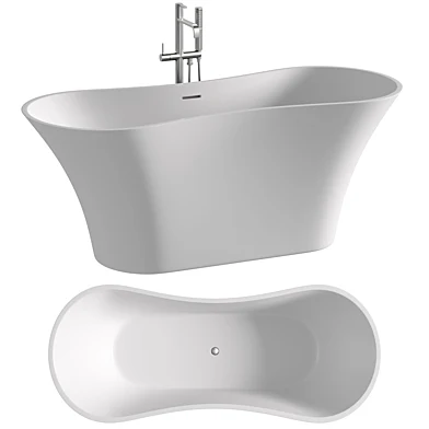 Transolid SMU6429-01 Melody 64-in x 28-in Resin Stone Freestanding Bathtub with center drain, in White
