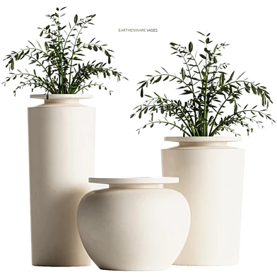Plateia Ceramic White Earthenware Vases