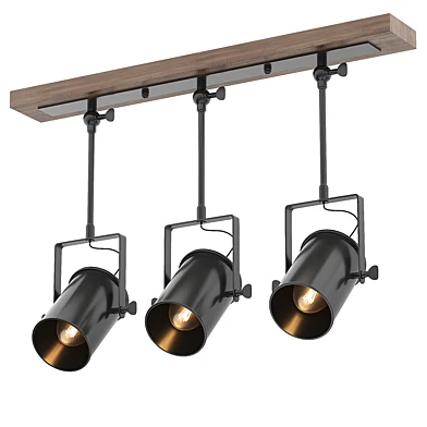 3 light industrial wood metal track ceiling light