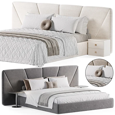Beige Flowers Double Bed