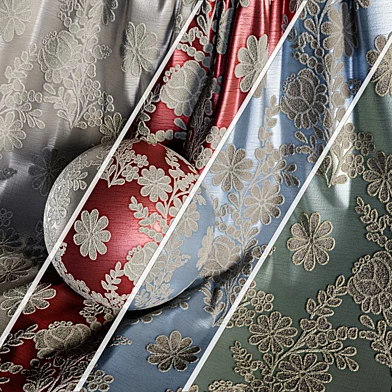 Damask Floral Jacquard Brocade Fabric material (in 4 color themes) -29