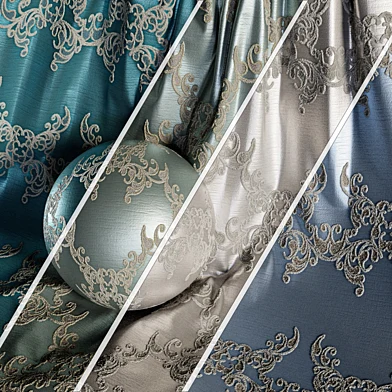 Damask Floral Jacquard Brocade Fabric material (in 4 color themes) -30