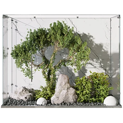 courtyard garden Shrubs and trees behind the glass 329