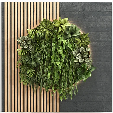 interior partition wall with wooden flower box