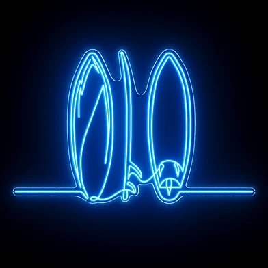 Minimalist Surfboard Set Neon Sign