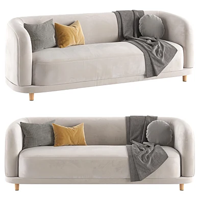 Cora Velvet Curved 3-Seater Couch Sofa by Acanva