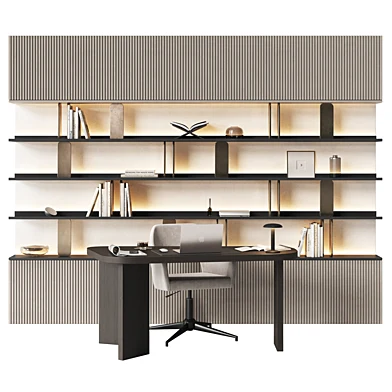 Workplace area with a shelving wall 2