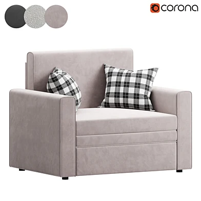The armchair bed is visible