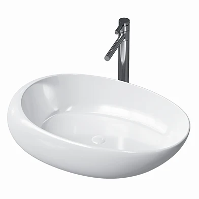 Modern Bathroom Sink Porcelain Oval-Shape Vessel Bathroom