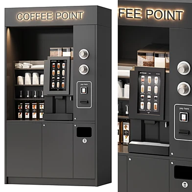 Coffee vending machine. Coffee to go. Self-service coffee shop. Vendor point
