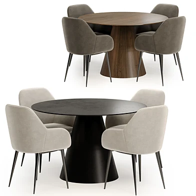 konna chair with black round table