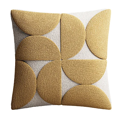 Gold and Ivory Tufted Deco Half Circles Throw Pillow