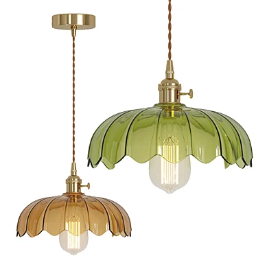 Vintage Scalloped Glass Flower Pendant Light