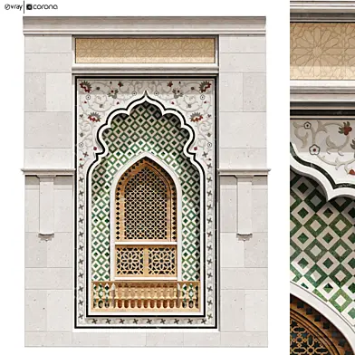 Arabic islamic arch windows with colorful glaze set 383