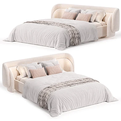 Avis Velvet Curved Headboard Modern Bed