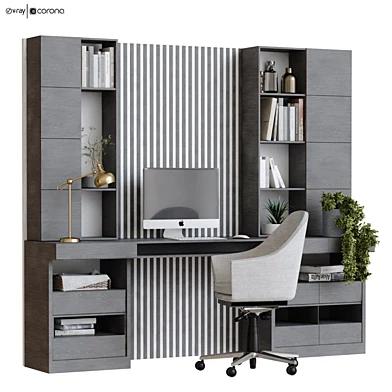 Gray work table modern style set 404
