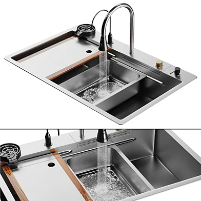 Waterfall Kitchen Sink Nano Stainless 005