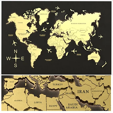 golden panel-world map