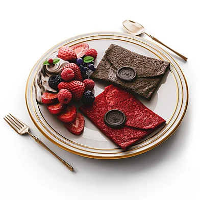 Pancake with strawberries and chocolate cream