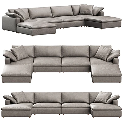 RH Cloud Luxe modular leather 6-piece U-chaise sectional