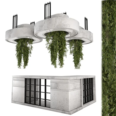 Reception Desk With Hanging Plants_Set 2892