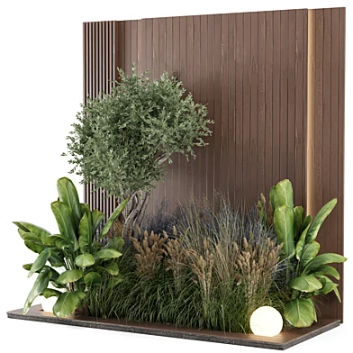 Indoor Wall Vertical Garden in Wooden Base_Set 2950