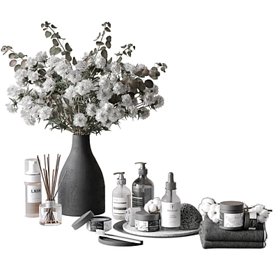 Black white minimal bathroom accessories set 02