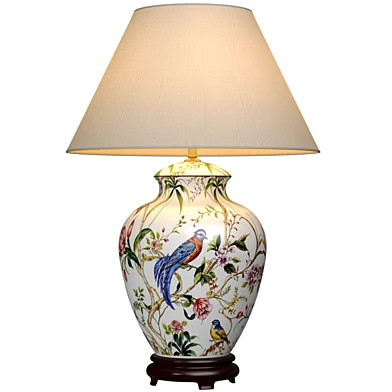 Настольная лампа Floral Desk Hand-Painted Flowers and Birds Ceramic Table lamp