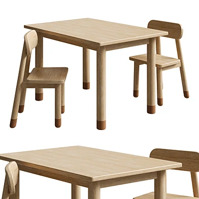 Indoor Children Play Table for 5 to 7 Years with Wood Seating in Unfinished Color