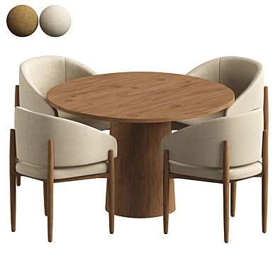 Eva Fabric Dining Armchair and Round Dining Table