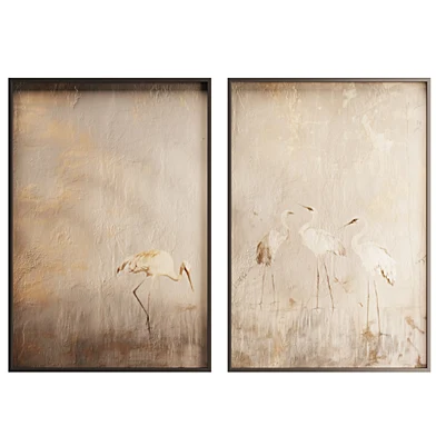 Beige and Gold Japanese Wall Decor