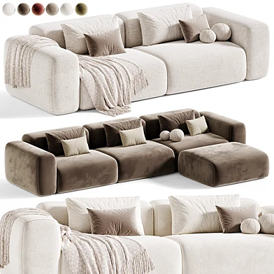 Beige Microfiber Modern Sofa by litfad 03